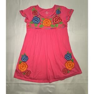South Main Women’s Size Large Tunic Top/Dress Pink Floral Embroidered